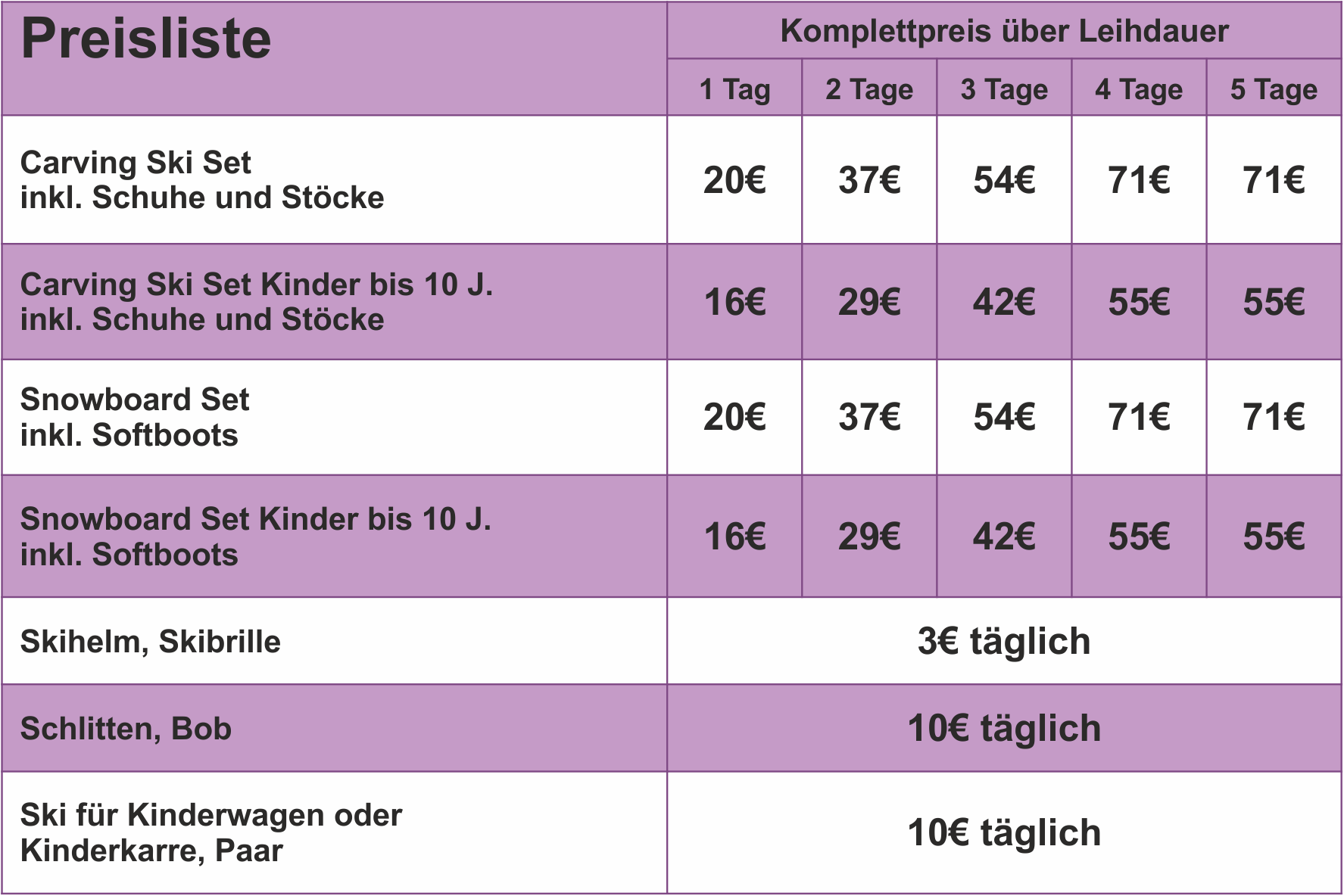 Preisliste 1